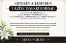 Ertekin Ailesinden Taziye Teşekkür Mesajı