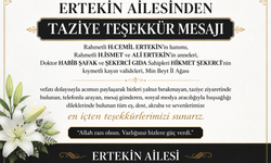 Ertekin Ailesinden Taziye Teşekkür Mesajı