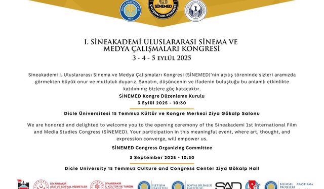 1. SineAkademi Uluslararası Sinema ve Medya Çalışmaları Kongresi Yarın Başlıyor