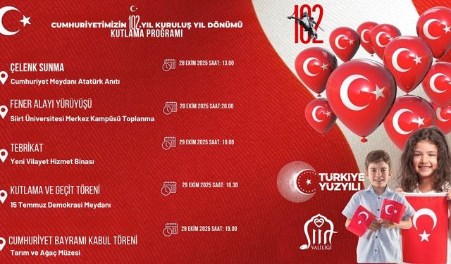 29 EKİM CUMHURİYET BAYRAMI’NIN 102. YILI COŞKUYLA KUTLANACAK!