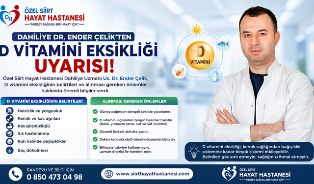Uz. Dr. Ender Çelik’ten D Vitamini Eksikliği Uyarısı