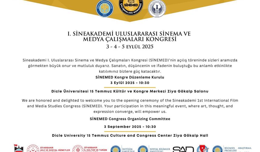 1. SineAkademi Uluslararası Sinema ve Medya Çalışmaları Kongresi Yarın Başlıyor