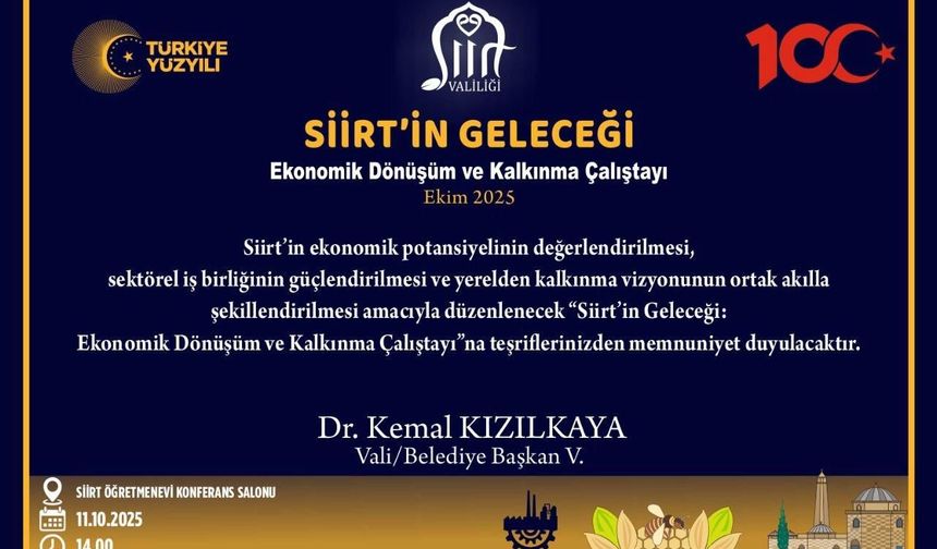 “Siirt’in Geleceği: Ekonomik Dönüşüm ve Kalkınma Çalıştayı” Düzenleniyor!