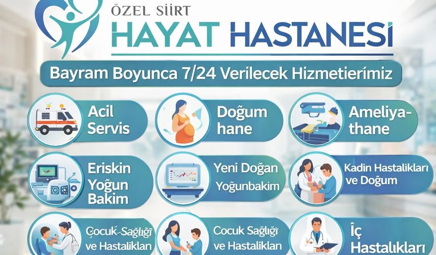 Özel Siirt Hayat Hastanesi, Bayram Boyunca 7/24 Hizmet Verecek