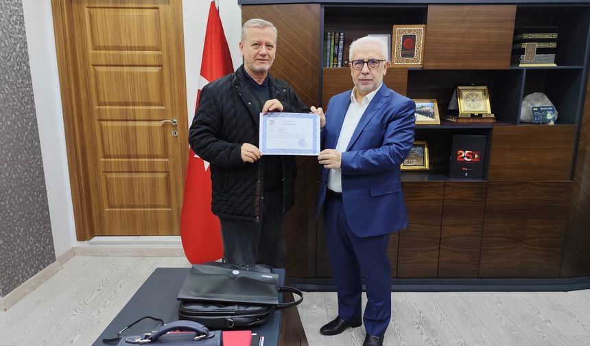 Din görevlisi Erkoyuncu’ya Anlamlı Başarı Belgesi