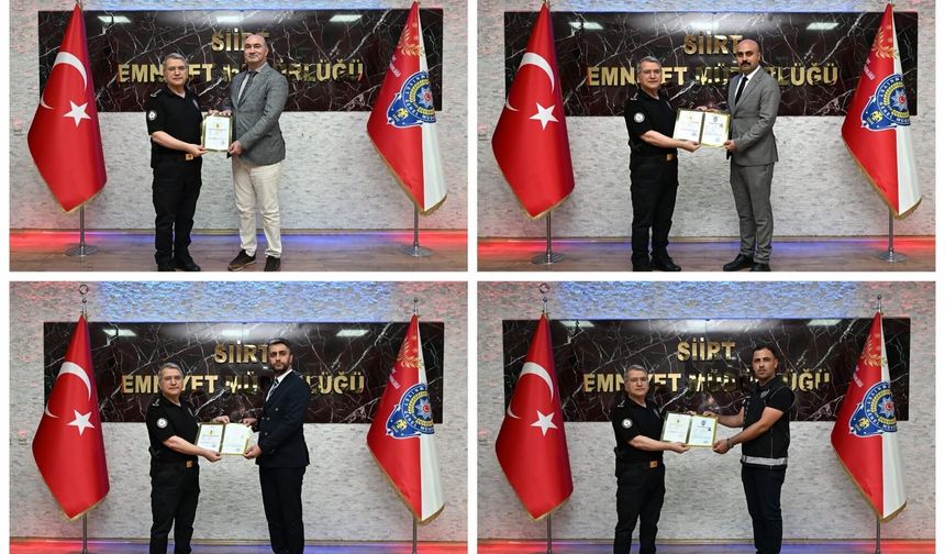 Siirt’te 56 Emniyet Personeline Başarı ve Üstün Başarı Belgesi