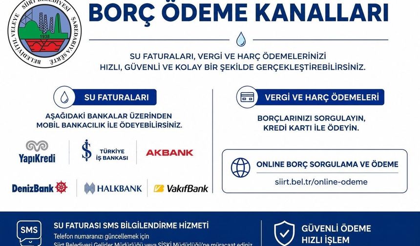 SİİRT BELEDİYESİNDEN DİJİTAL ÖDEME VE İLETİŞİM BİLGİLERİ GÜNCELLEME ÇAĞRISI