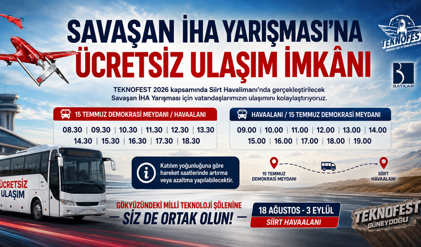 Savaşan İHA Yarışması’na Ücretsiz Ulaşım İmkânı