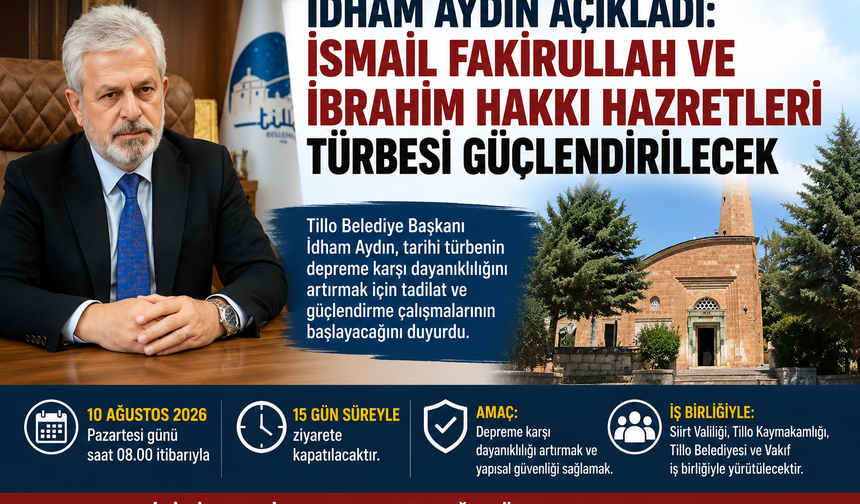 İdham Aydın Açıkladı: İsmail Fakirullah ve İbrahim Hakkı Hazretleri Türbesi Güçlendirilecek